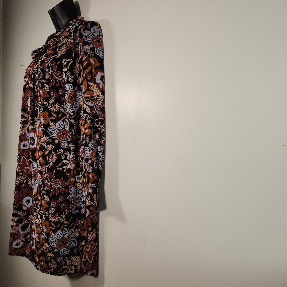 MASSINI Long Sleeve Mini Dress Womens S Multi Floral Lightweight Ruffle Collar - Picture 6 of 11